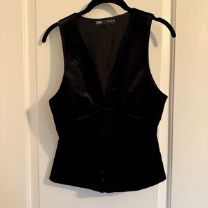 Zara Black Velvet Vest